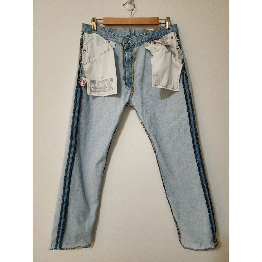 Levi's 501 XX Mens Straight Button-Fly Jeans 34/30 Blue Cotton-Blend 00501-3184 - Picture 10 of 16